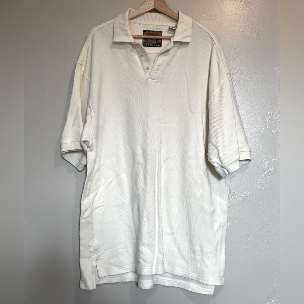 Pussers West Indies Island Wear Ribbed White Cotton Polo Shirt